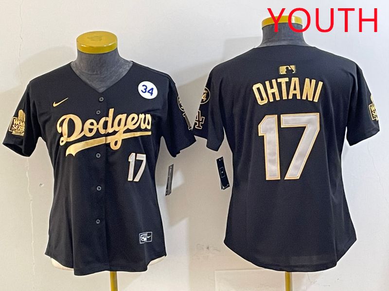 Youth Los Angeles Dodgers #17 Ohtani Black Gold Game 2025 Nike MLB Jersey style 5